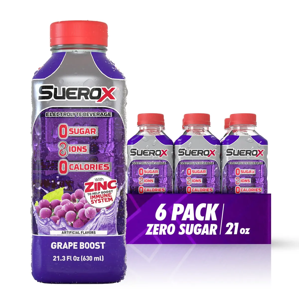 SueroX Sugar Free Electrolyte Drink, Grape Boost | Zero Sugar Hydration for Active Adults - main product image