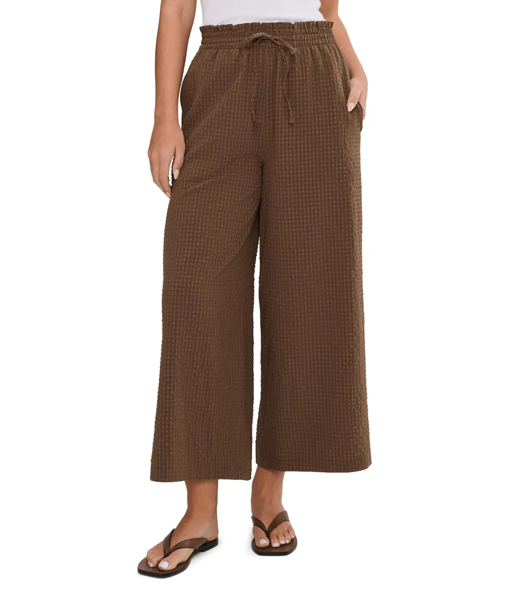 Toad&Co Women's Sunkissed Wide Leg Crop Pants Earth Texture | UPF 50+ Water-Friendly, High Rise, 24.5" Inseam - main product image