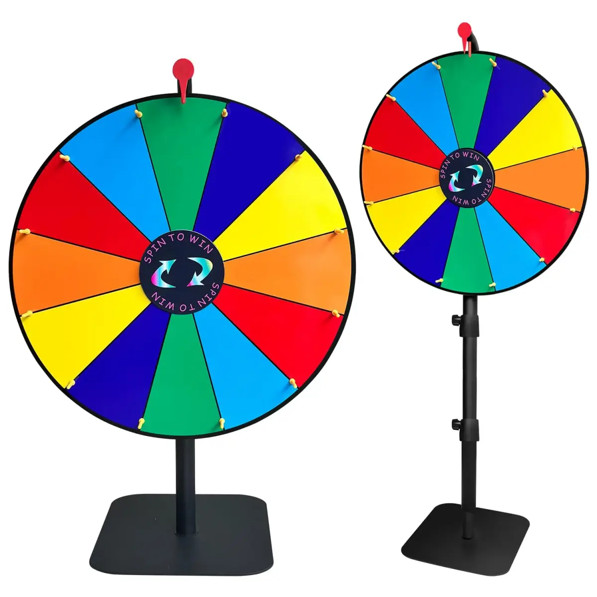 LRMBKM Heavy Duty Spinning Prize Wheel 62.23cm (24 inch) | Adjustable Height 86cm-155cm (34"-61") with 12 Slots & Dry Erase Marker - main product image