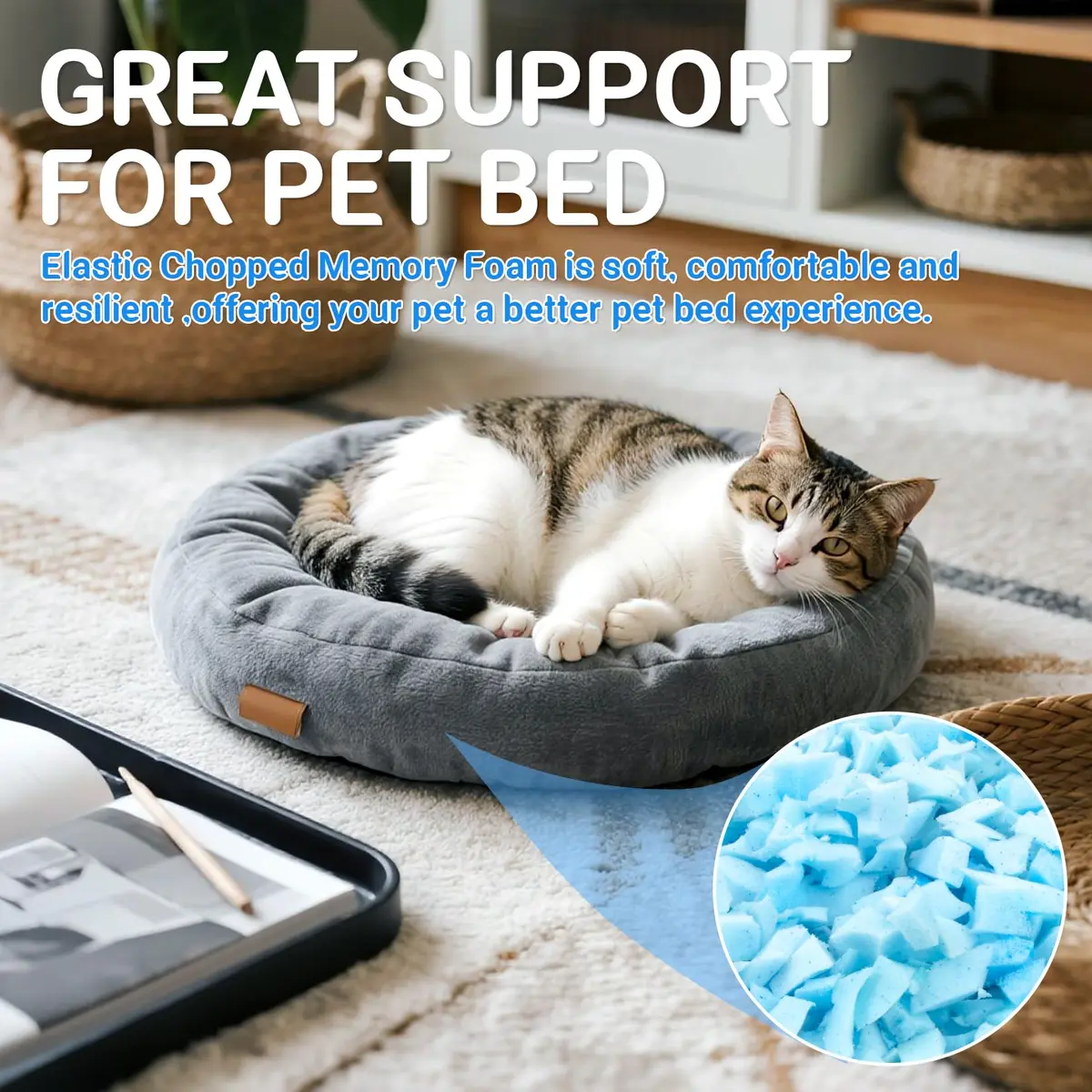 RAINFLOW Shredded Memory Foam Filling 200g (7.05 oz) | Soft, Body-Conforming Refill for Pillows & Bean Bags - view 5