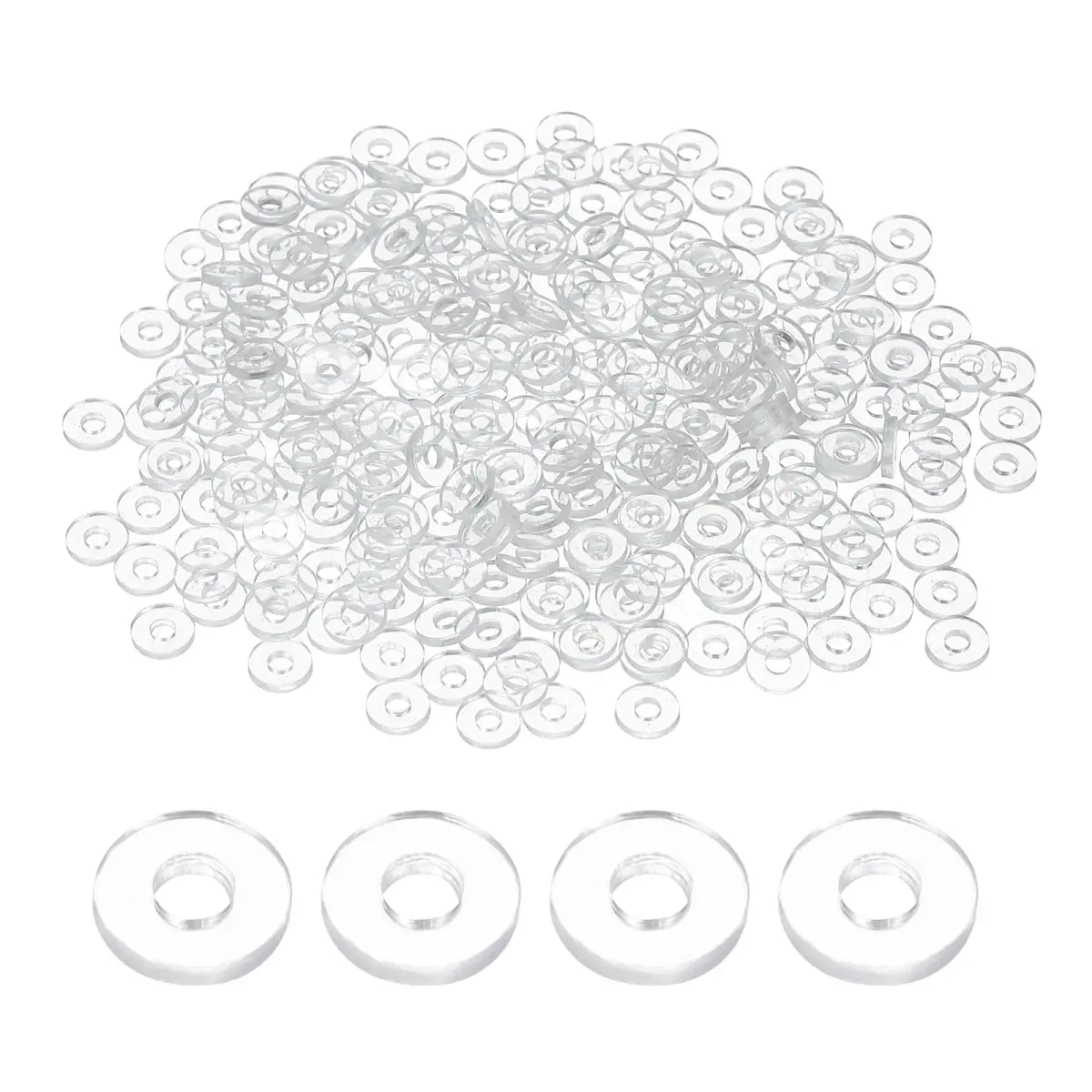 HARFINGTON M2 PVC Flat Washers 2mm ID x 5mm OD x 1mm Thick (300-Pack) | Sealing Gasket for Pipes & Doors - main product image