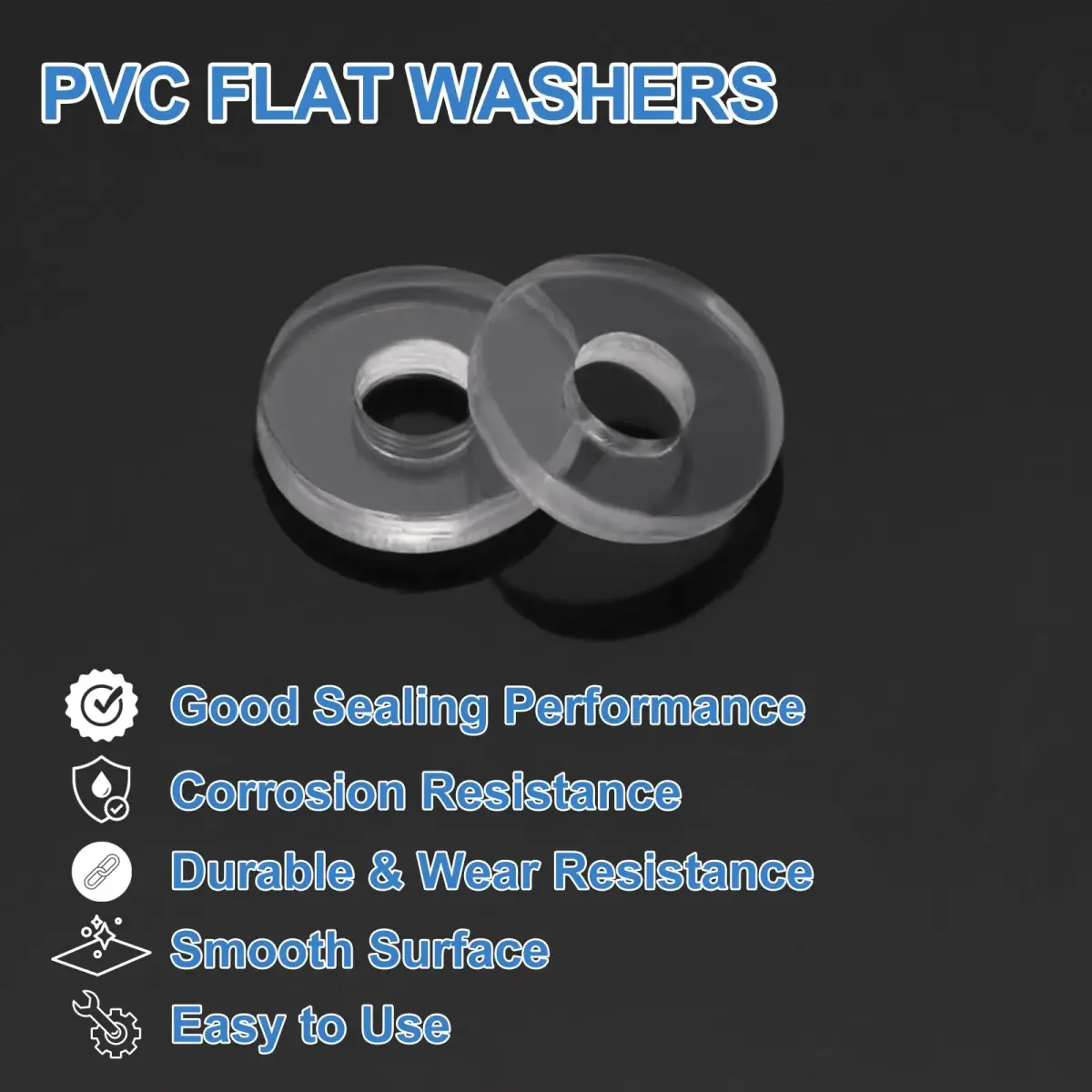 HARFINGTON M2 PVC Flat Washers 2mm ID x 5mm OD x 1mm Thick (300-Pack) | Sealing Gasket for Pipes & Doors - view 3