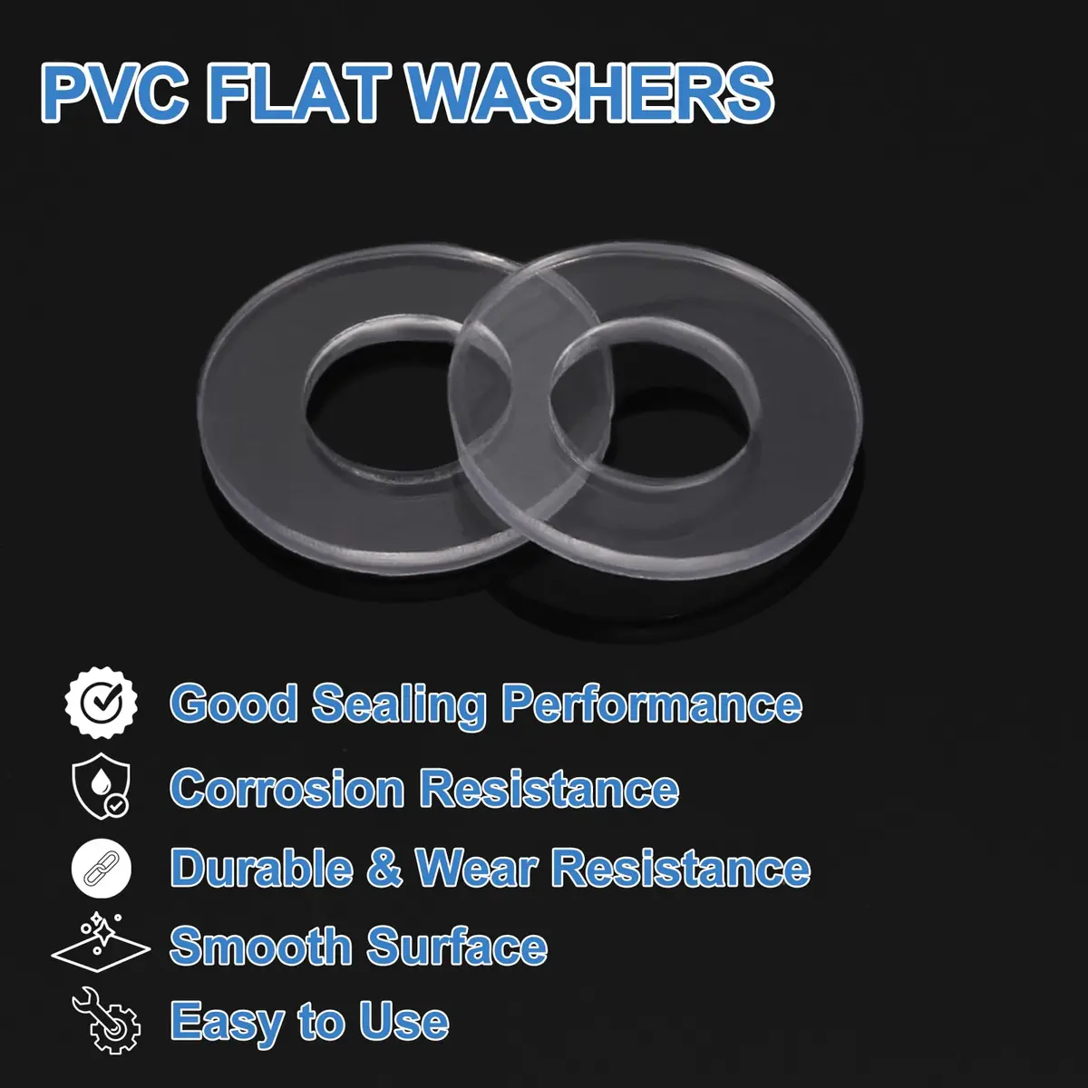 HARFINGTON M6 PVC Flat Washers 6mm ID 10mm OD 1mm Thick | 300-Piece Sealing Gasket Set - view 3