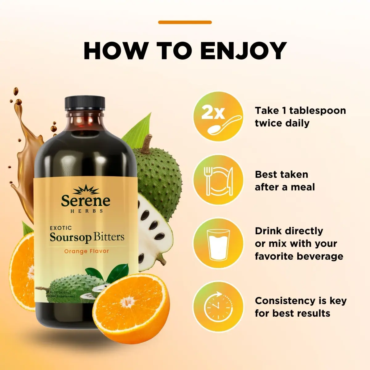 Serene Herbs Soursop Bitters Liquid 16 fl oz (473 ml) | Organic Gut Support, Energy & Immune Boost - view 4
