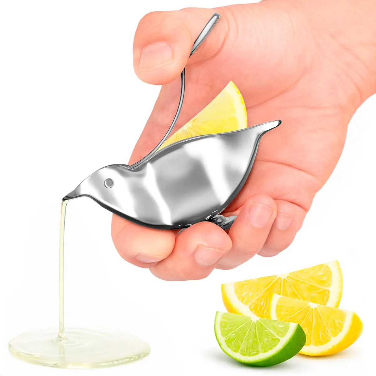LEGLO Mini Bird Lemon Slice Squeezer Stainless Steel Lime Wedge Hand Juicer | Extracts More Juice with Less Effort - main product image