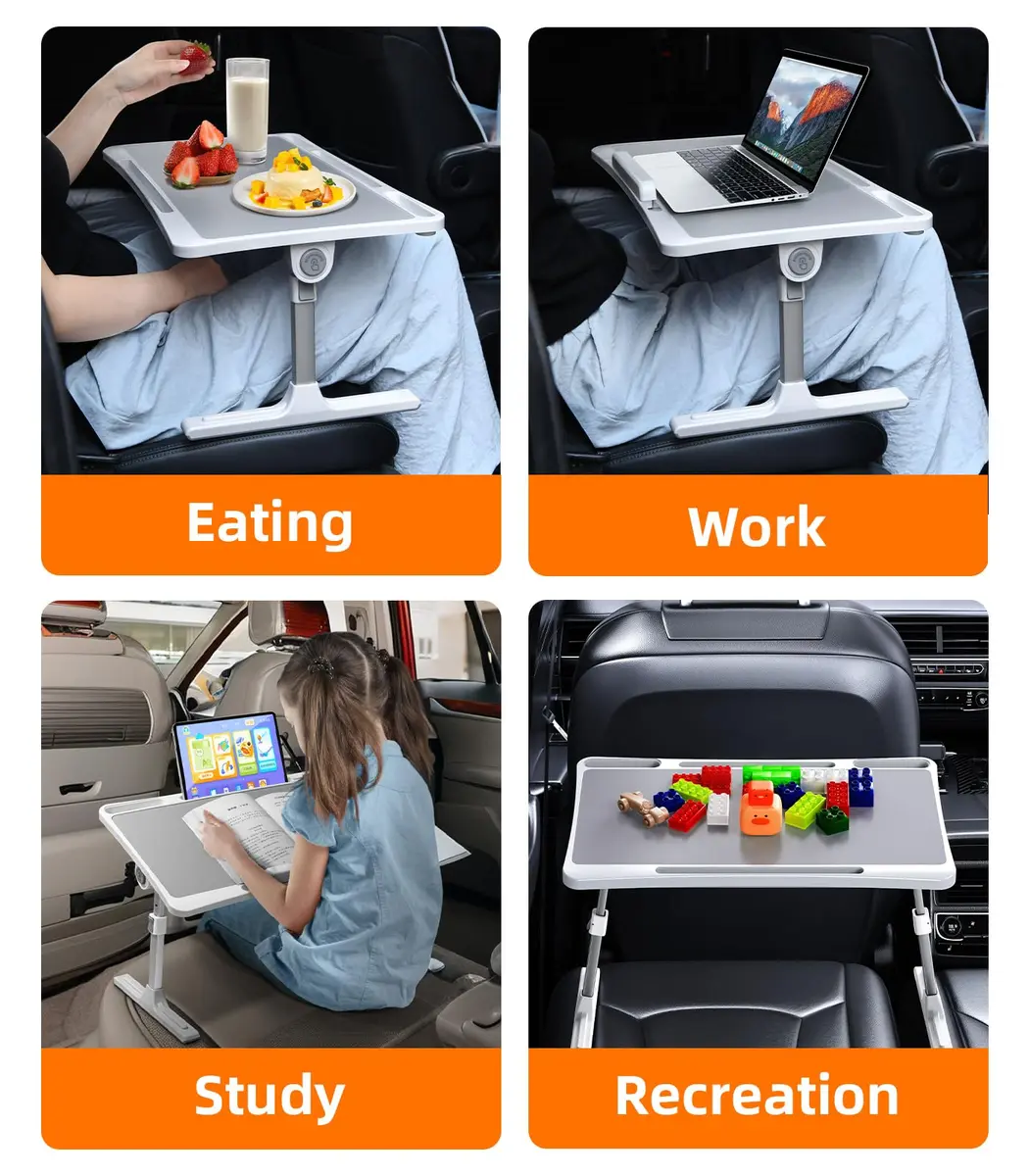 DICMKY Large Car Seat Tray Table | Foldable Travel Lap Desk for Kids & Adults, Height Adjustable, Stable & Space-Saving (about 23.5-33.5cm, 66 lbs load) - view 5