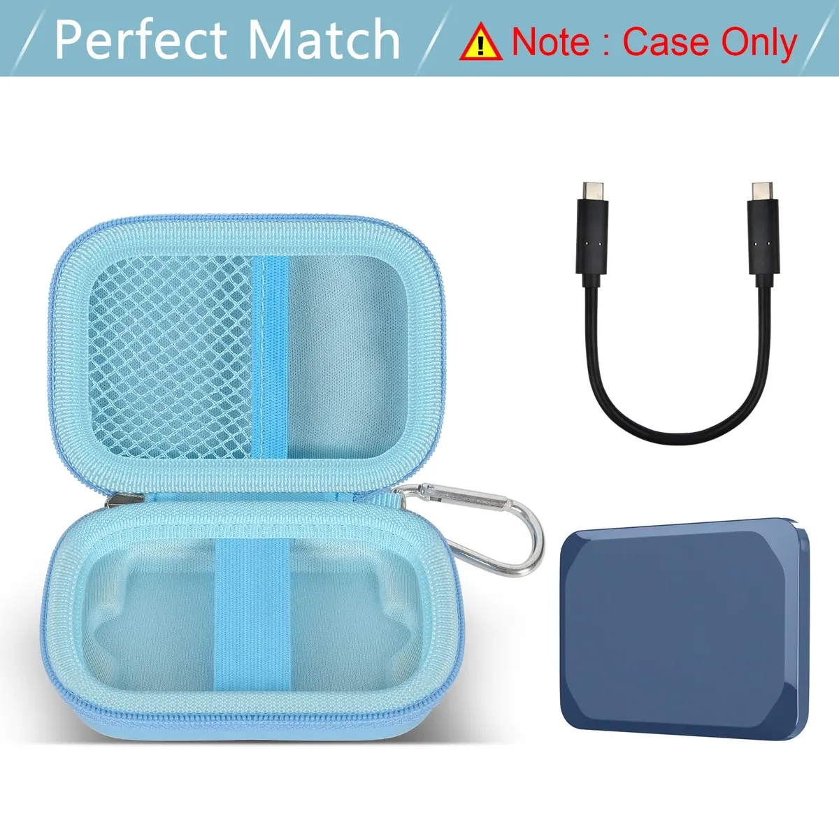 ANKHOH Carrying Case for Crucial X10/X9 Pro Portable SSD | Blue EVA Hard Shell Organizer - view 2