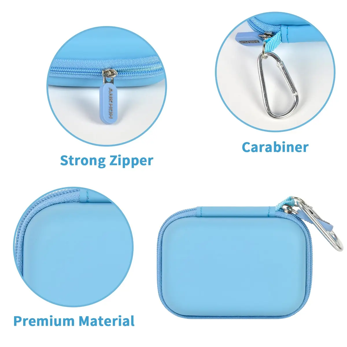 ANKHOH Carrying Case for Crucial X10/X9 Pro Portable SSD | Blue EVA Hard Shell Organizer - view 3
