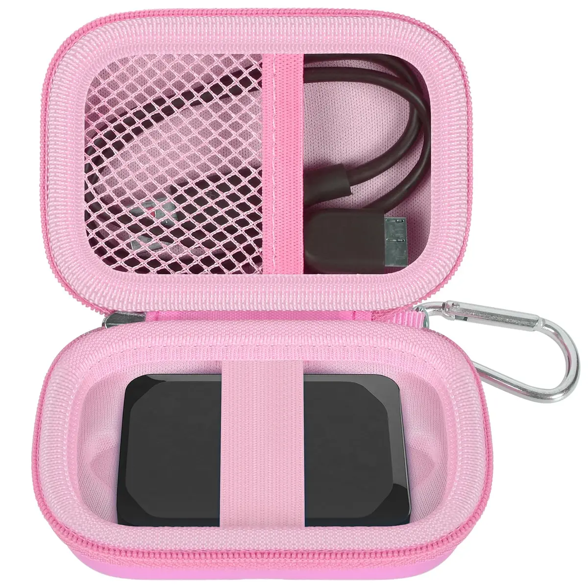 ANKHOH Carrying Case for Crucial X10/X9 Pro SSDs | Pink EVA Hard Shell Organizer with Carabiner - main product image