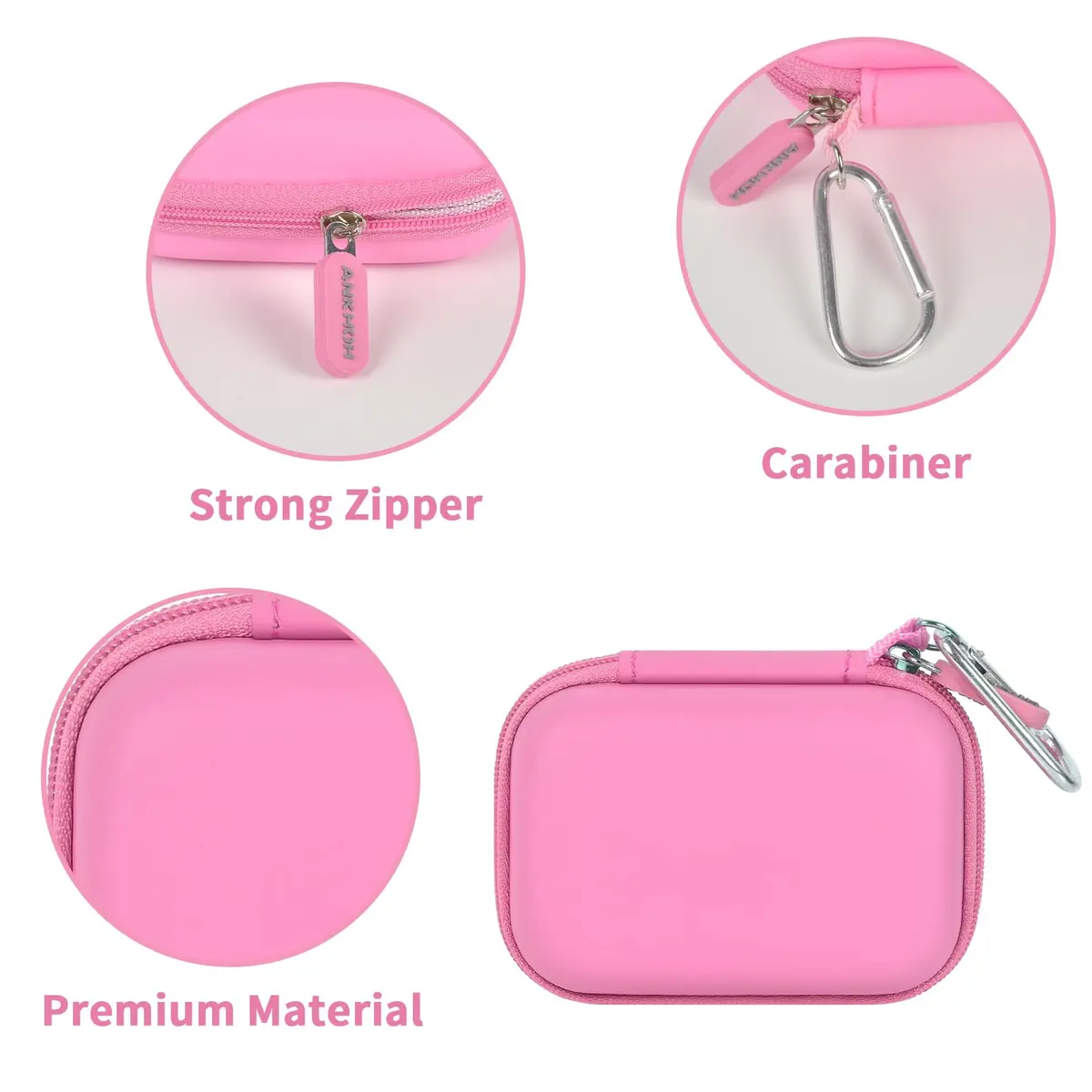 ANKHOH Carrying Case for Crucial X10/X9 Pro SSDs | Pink EVA Hard Shell Organizer with Carabiner - view 3