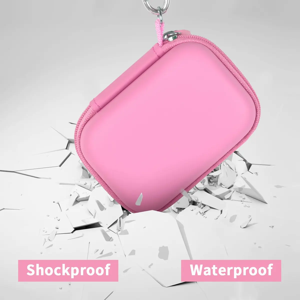 ANKHOH Carrying Case for Crucial X10/X9 Pro SSDs | Pink EVA Hard Shell Organizer with Carabiner - view 4