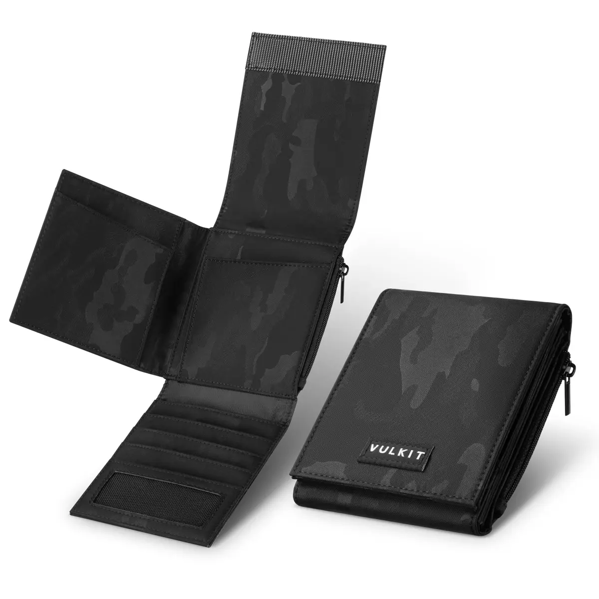 VULKIT Mens Wallet RFID Blocking Card Holder Minimalist Bi-Fold Camouflage Black | 20+ Card Capacity, Water-Resistant, Lightweight - main product image