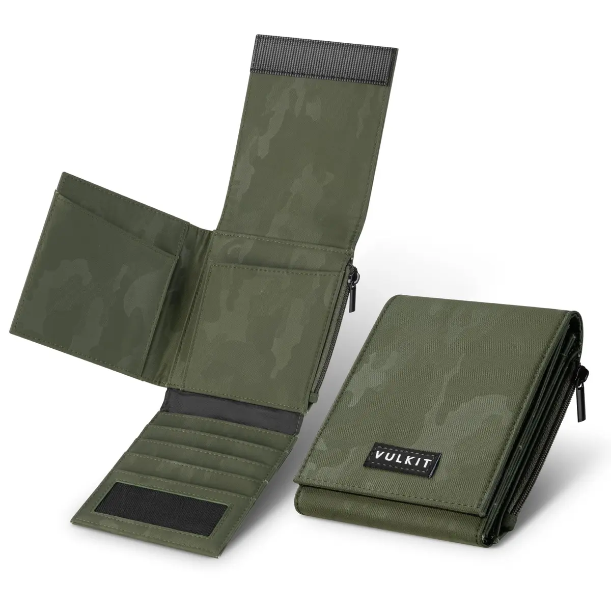 VULKIT Mens Wallet RFID Blocking Card Holder Minimalist Bi-Fold Camouflage Green | 20+ Card Capacity, Water-Resistant, Lightweight - main product image