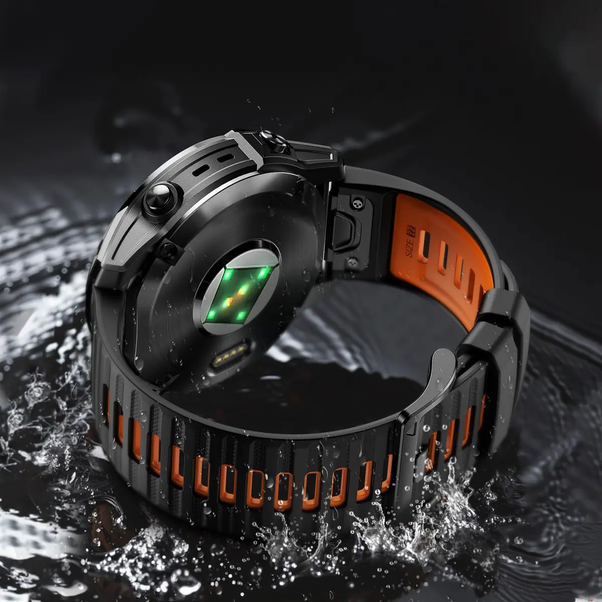 NotoCity 22mm Silicone Watch Band for Garmin Fenix 8/7/6/5 Series 47mm | Black/Orange, Secure Fit - view 5