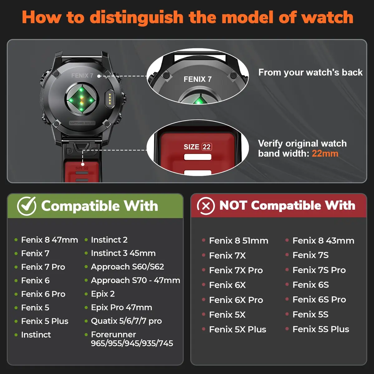 NotoCity Quickfit 22mm Watch Band for Garmin Fenix 8 47mm | Compatible with Garmin Fenix 9/8 Pro 47mm, 7/6/5 Series, Forerunner 965/955/945/935, Epix Pro 47mm - view 7