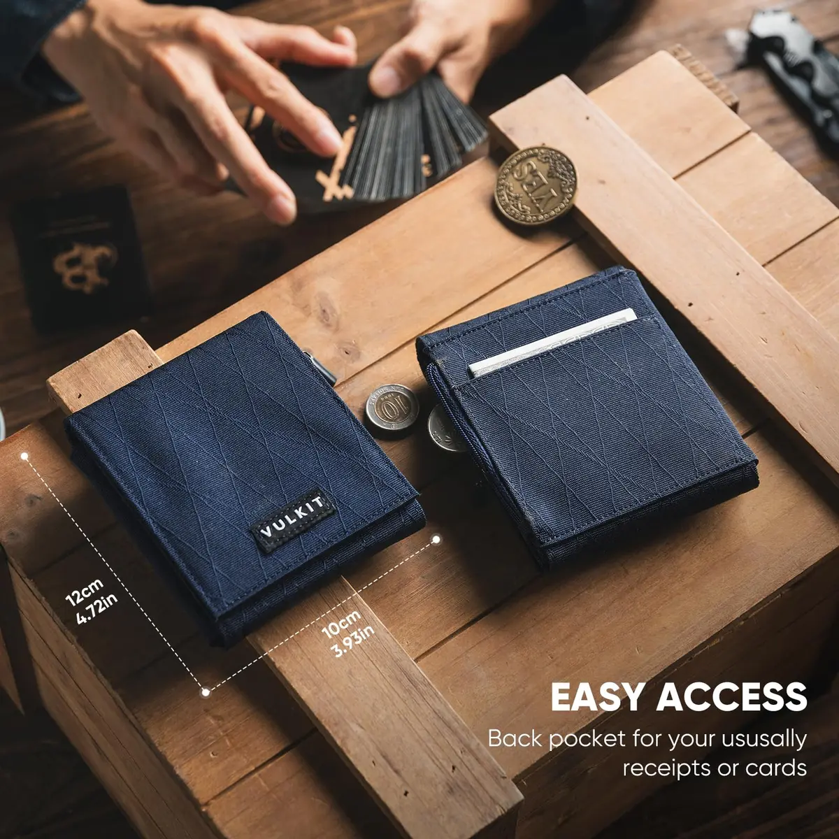 VULKIT Mens Nylon Multifold Wallet with RFID Blocking & 20+ Card Capacity | Blue - view 4