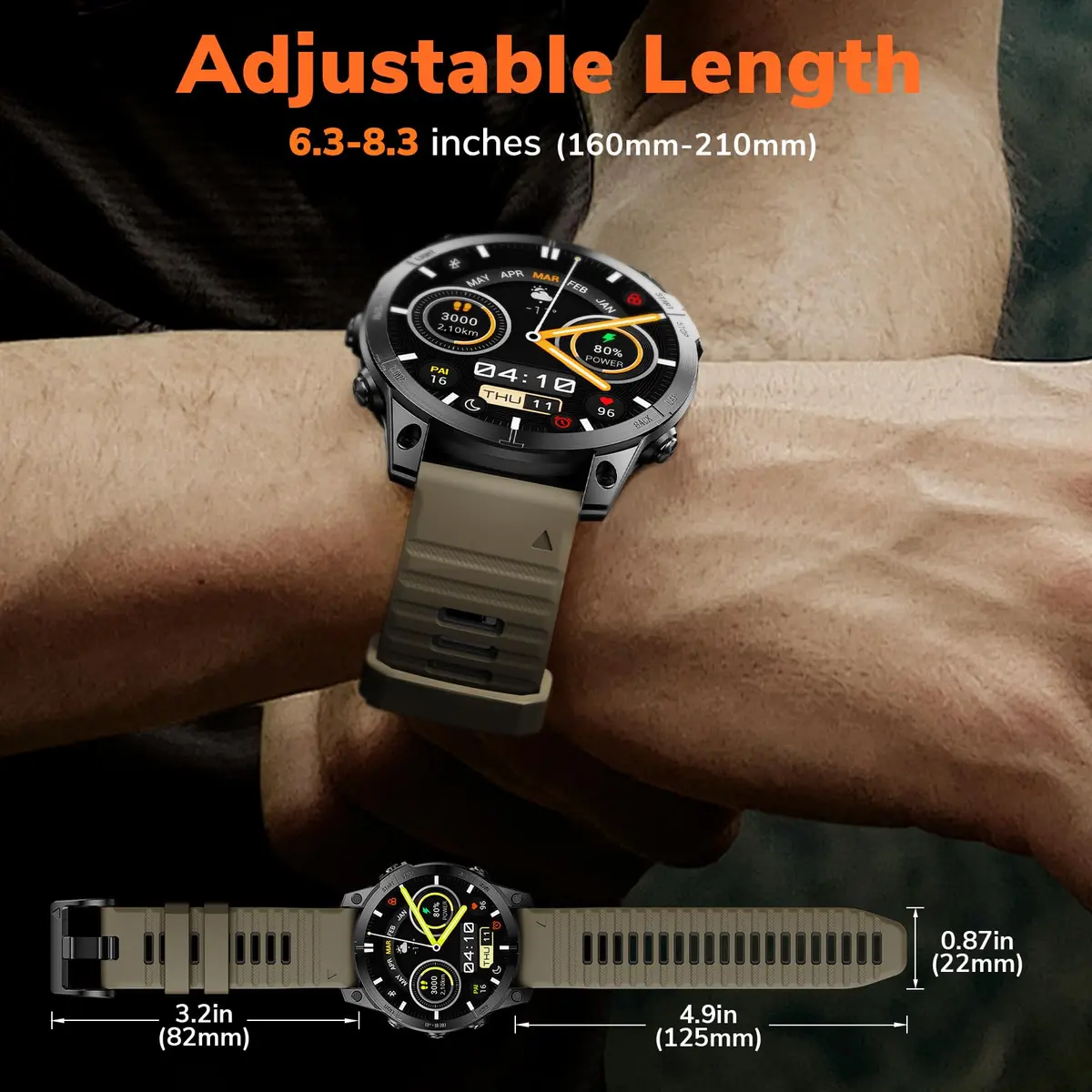 NotoCity Quickfit 22mm Silicone Watch Band for Garmin Fenix 8/7/6/5 Series, 160mm-210mm Wrist (Brown/Gray) - view 6