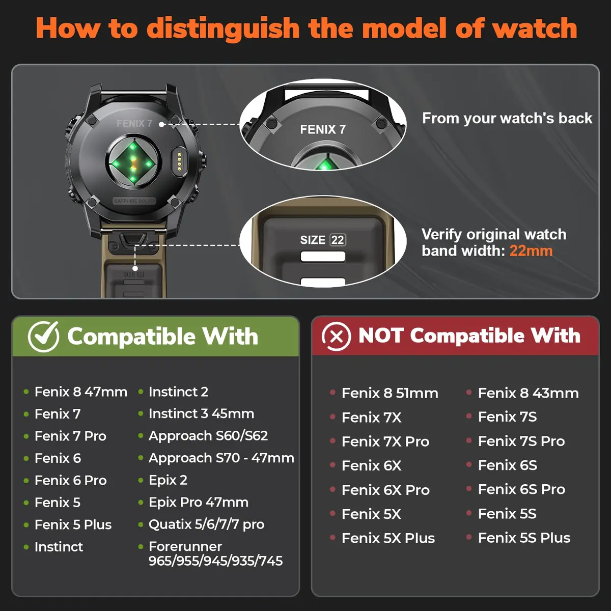 NotoCity Quickfit 22mm Silicone Watch Band for Garmin Fenix 8/7/6/5 Series, 160mm-210mm Wrist (Brown/Gray) - view 7