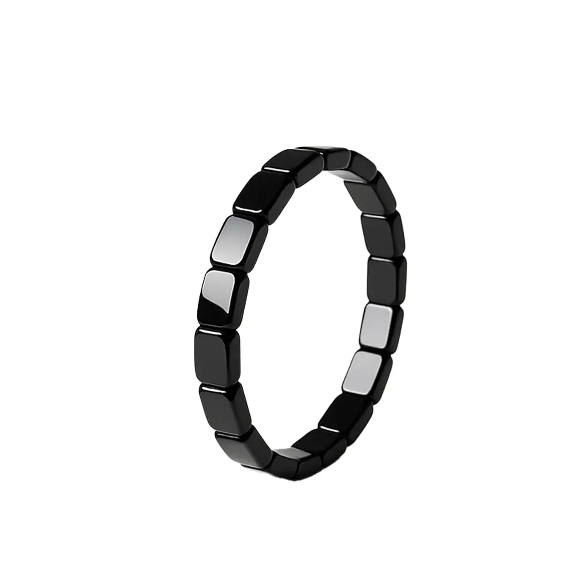DivaGlamz Hematite Bracelet for Men | Natural Hematite Beaded Stretch Healing Jewelry - main product image