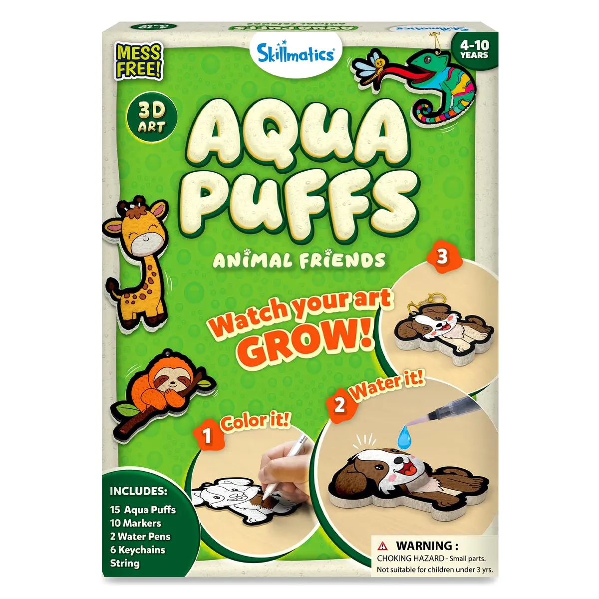 Skillmatics Aqua Puffs Animals Art & Craft Kit 15 Puffs, 10 Markers, 2 Water Pens | Award-Winning Toy for Kids Ages 4-10 - main product image
