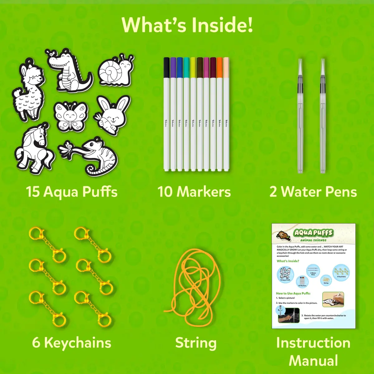 Skillmatics Aqua Puffs Animals Art & Craft Kit 15 Puffs, 10 Markers, 2 Water Pens | Award-Winning Toy for Kids Ages 4-10 - view 6