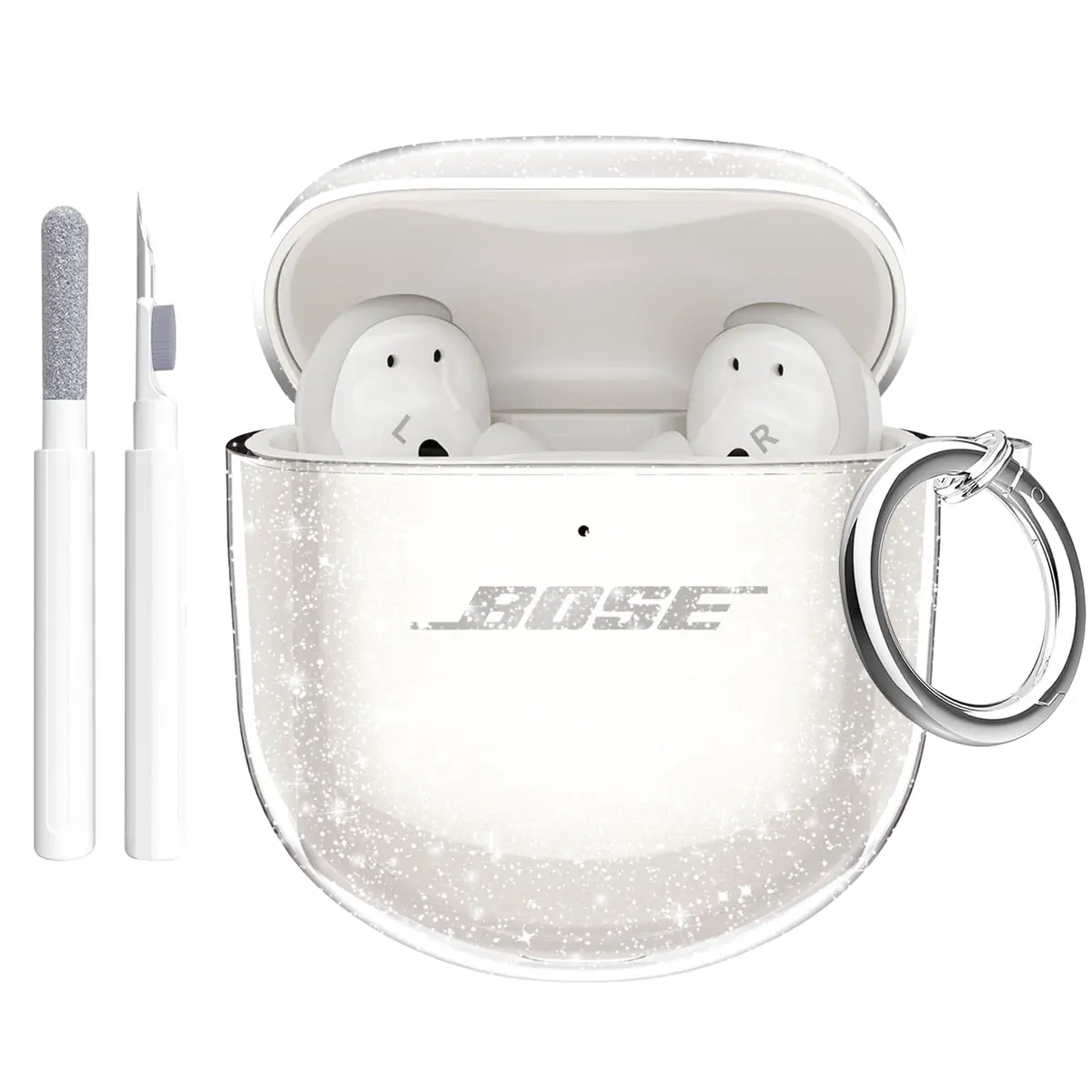 Aircawin Case for Bose QuietComfort Earbuds II & Ultra 2022/2023 | Clear Glitter TPU Cover - main product image