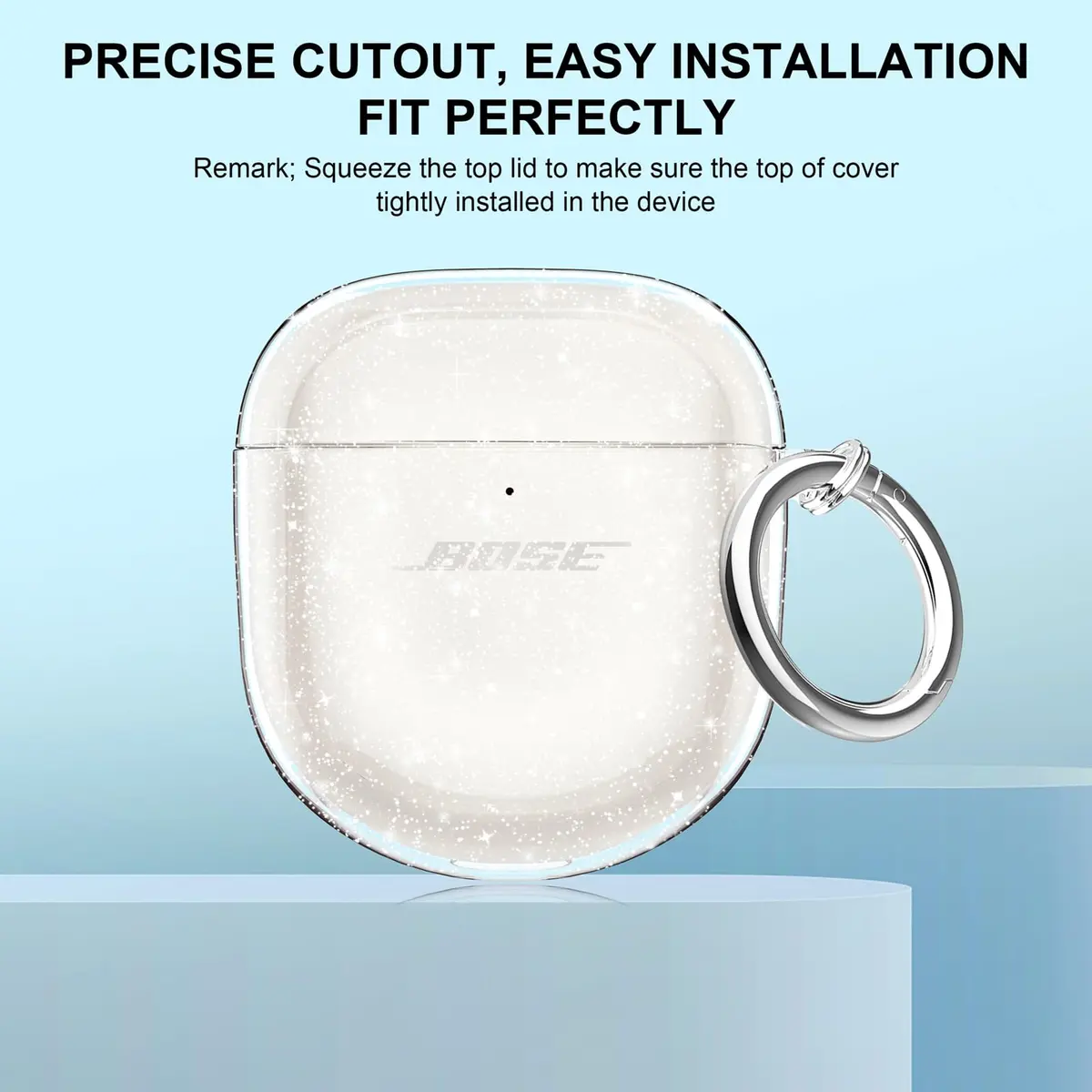 Aircawin Case for Bose QuietComfort Earbuds II & Ultra 2022/2023 | Clear Glitter TPU Cover - view 3
