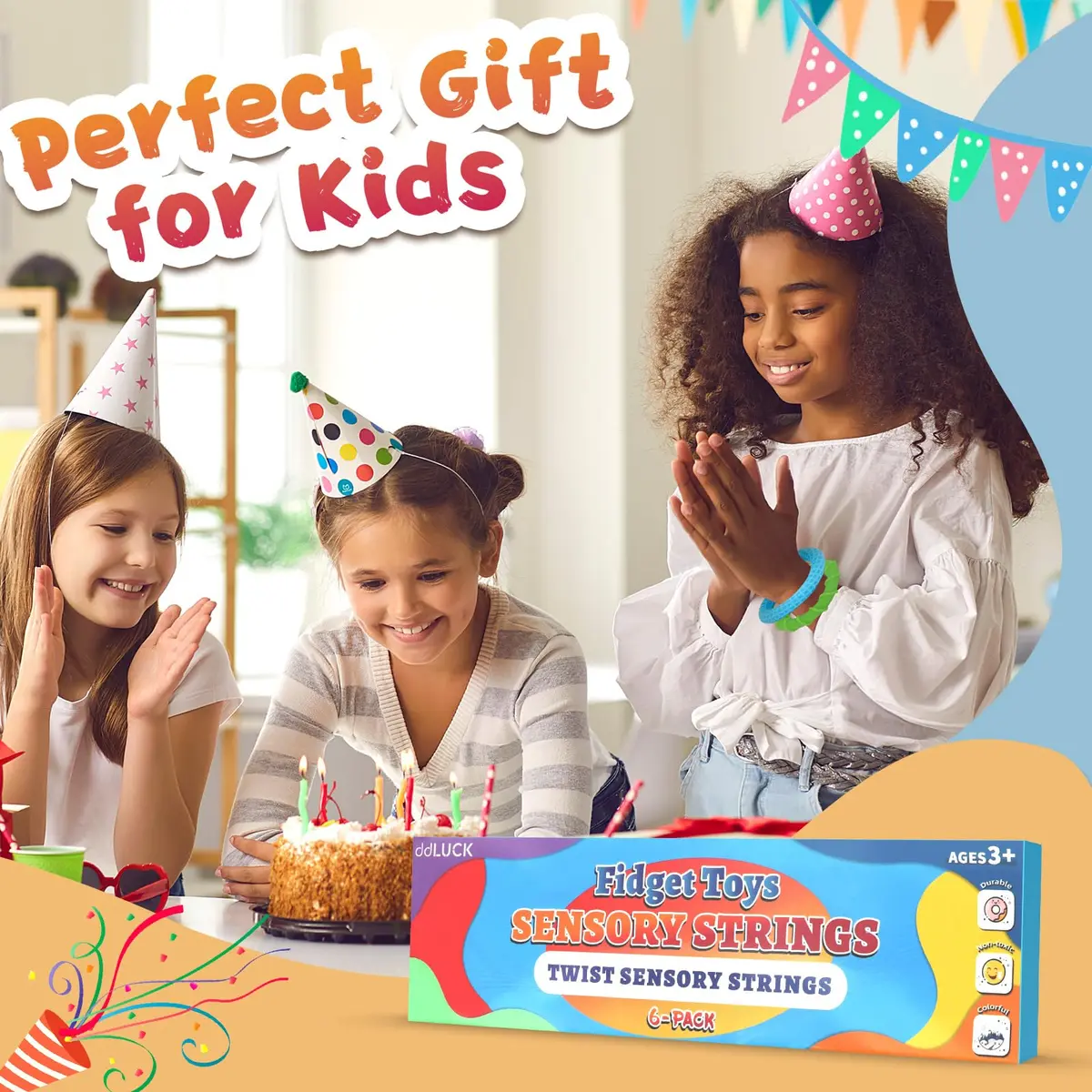 ddLUCK Textured Silicone Sensory Fidget Sticks 6 Pack | Calming, Portable & Easy to Clean - view 7