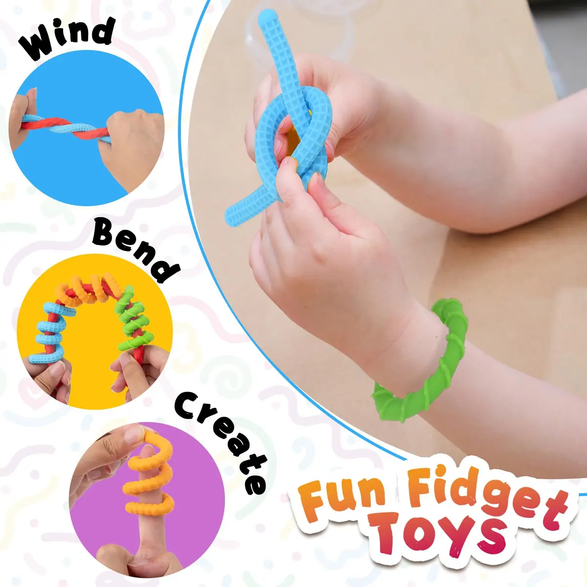 ddLUCK Textured Silicone Sensory Fidget Sticks 6 Pack | Calming, Portable & Easy to Clean - view 2