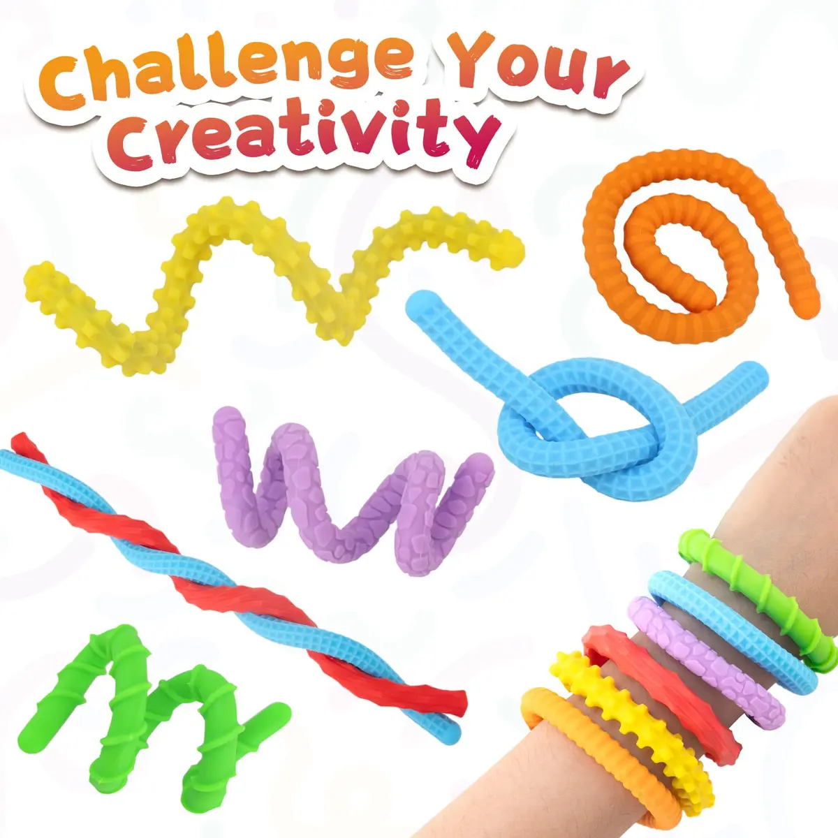 ddLUCK Textured Silicone Sensory Fidget Sticks 6 Pack | Calming, Portable & Easy to Clean - view 3