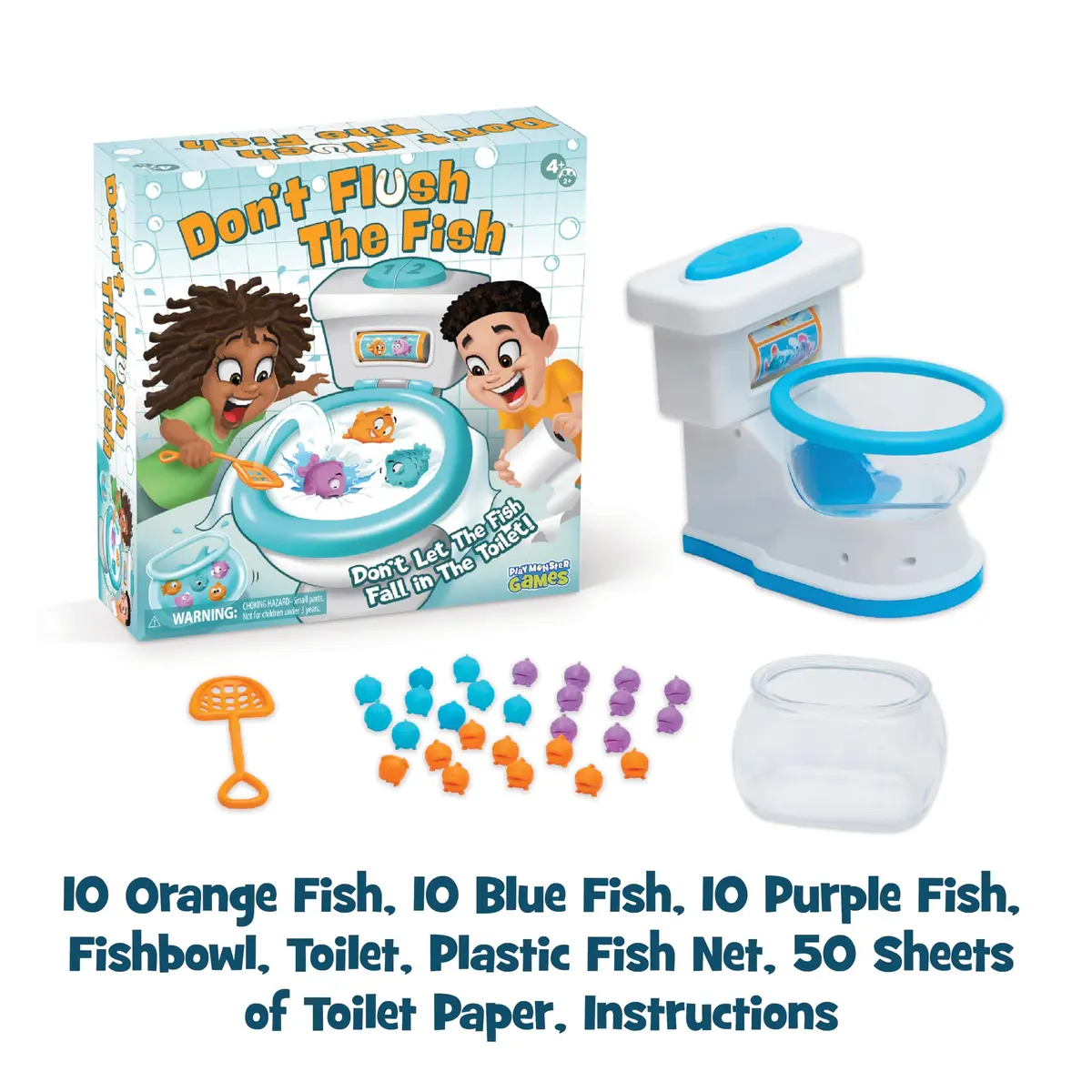 PlayMonster Don't Flush the Fish Board Game for Family Game Night | Ages 4+, 2+ Players, Plastic - view 6