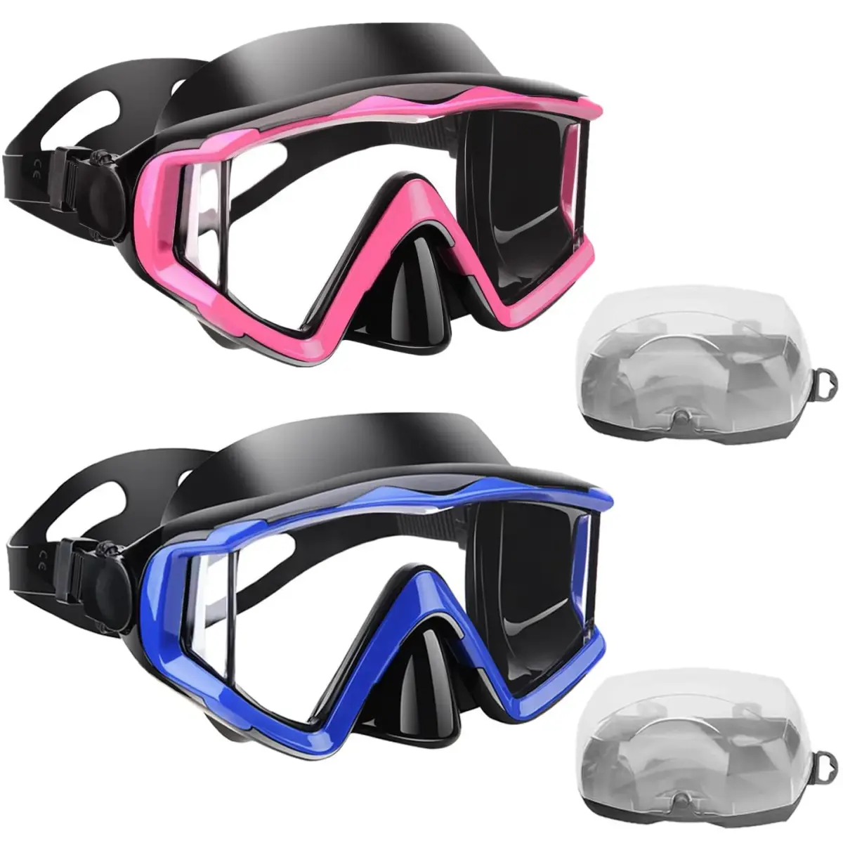 AQUA A DIVE SPORTS Blue & Pink Adult Diving Mask - 2 Pack | 180° Wide View Anti-Fog - main product image