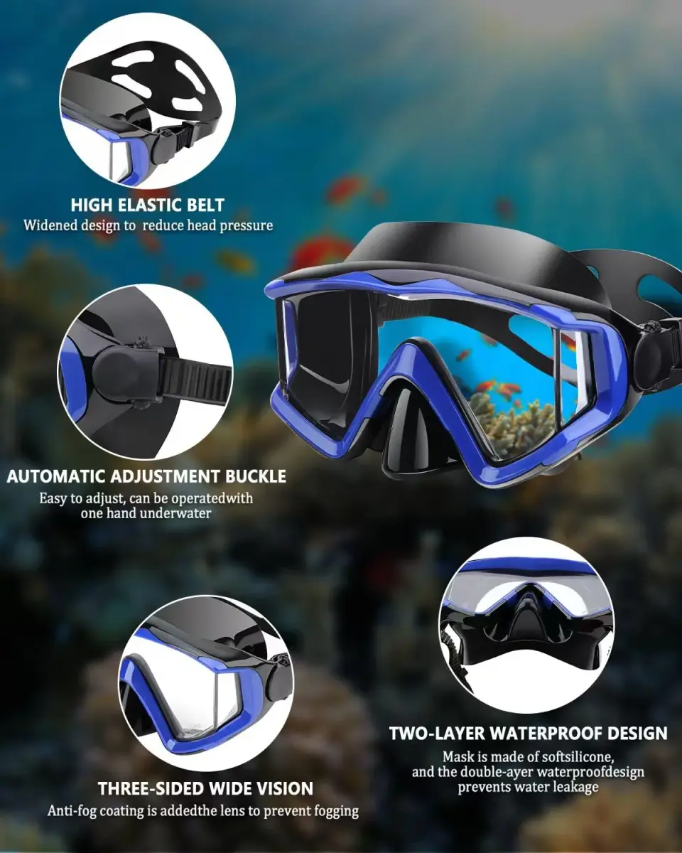 AQUA A DIVE SPORTS Blue & Pink Adult Diving Mask - 2 Pack | 180° Wide View Anti-Fog - view 3