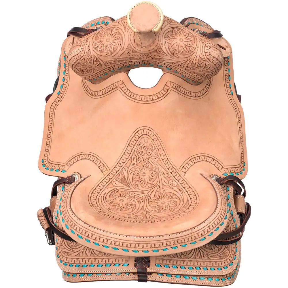 Silver Royal Randolph Roper Saddle - Turquoise - 15" | Durable Leather Equestrian Tack - view 5