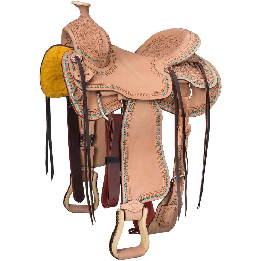 Silver Royal Randolph Roper Saddle - Turquoise - 15" | Durable Leather Equestrian Tack - view 2