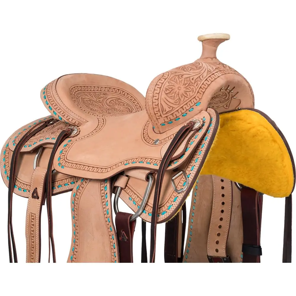 Silver Royal Randolph Roper Saddle - Turquoise - 15" | Durable Leather Equestrian Tack - view 3