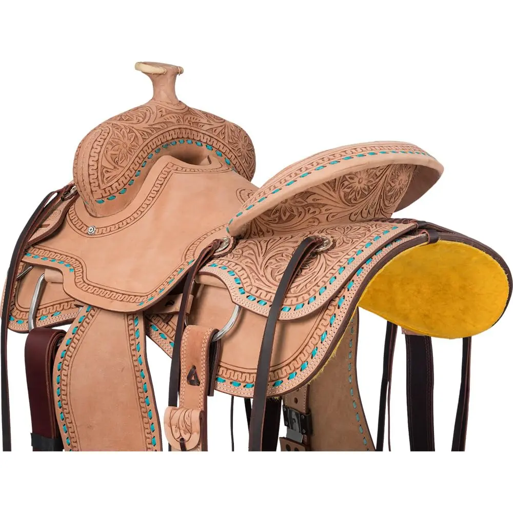Silver Royal Randolph Roper Saddle - Turquoise - 15" | Durable Leather Equestrian Tack - view 4