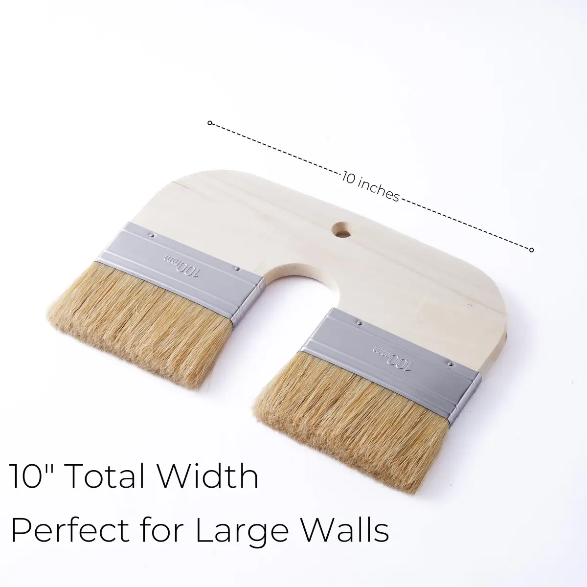 Xylarnoveth Limewash Paint Brush, 4 in Natural Bristle Double Brush | Wide U-Shaped Handle for Lime & Mineral Paints - view 3