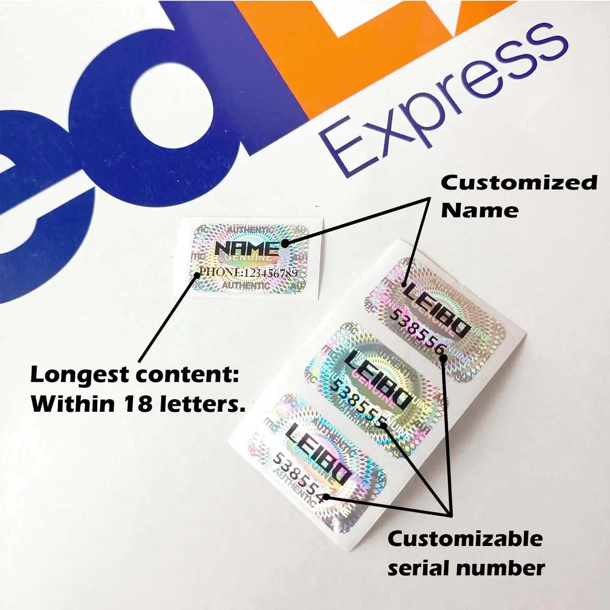 ILMBVM Custom Tamper Proof Labels 0.6x1 inch | Silver Security Stickers, 1200 pcs, High Security - view 2