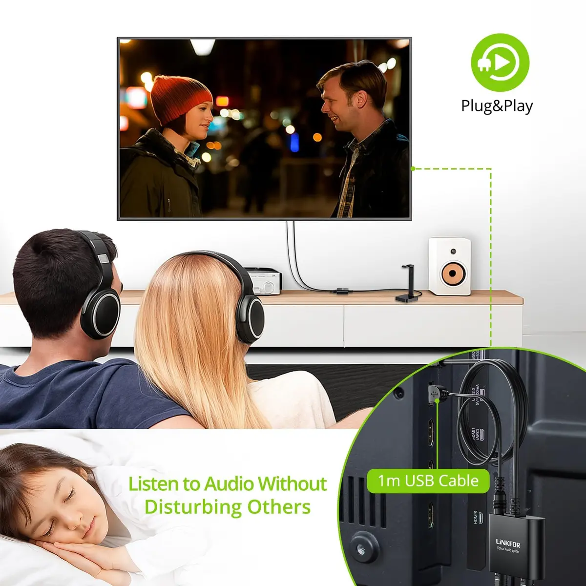 LiNKFOR 1x3 Optical Audio Splitter 156 g (5.5 oz) | Splits 1 Toslink Source to 3 Outputs - view 5
