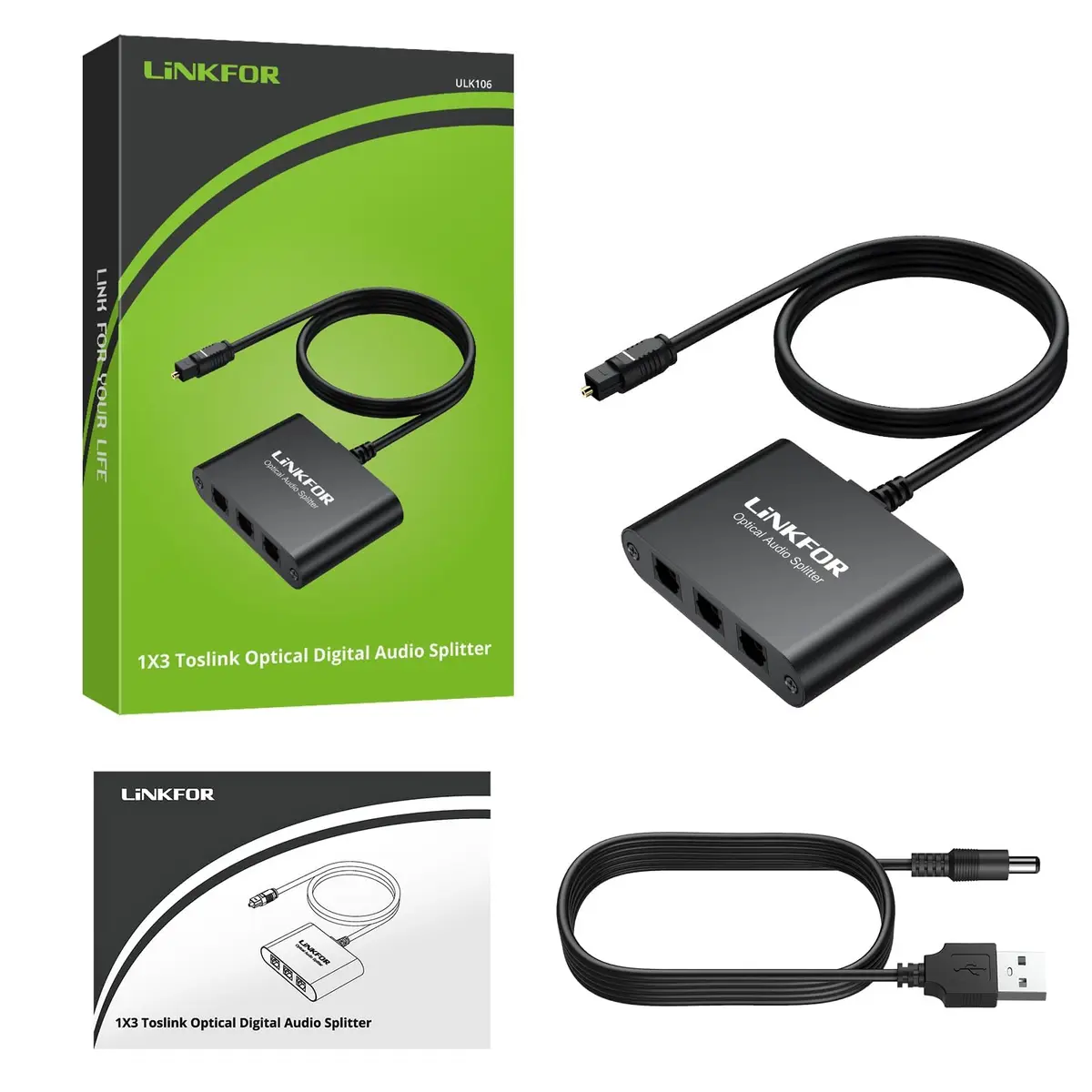 LiNKFOR 1x3 Optical Audio Splitter 156 g (5.5 oz) | Splits 1 Toslink Source to 3 Outputs - view 8