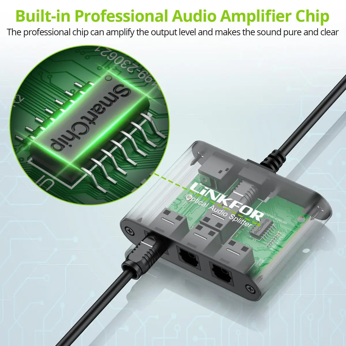 LiNKFOR 1x3 Optical Audio Splitter 156 g (5.5 oz) | Splits 1 Toslink Source to 3 Outputs - view 3