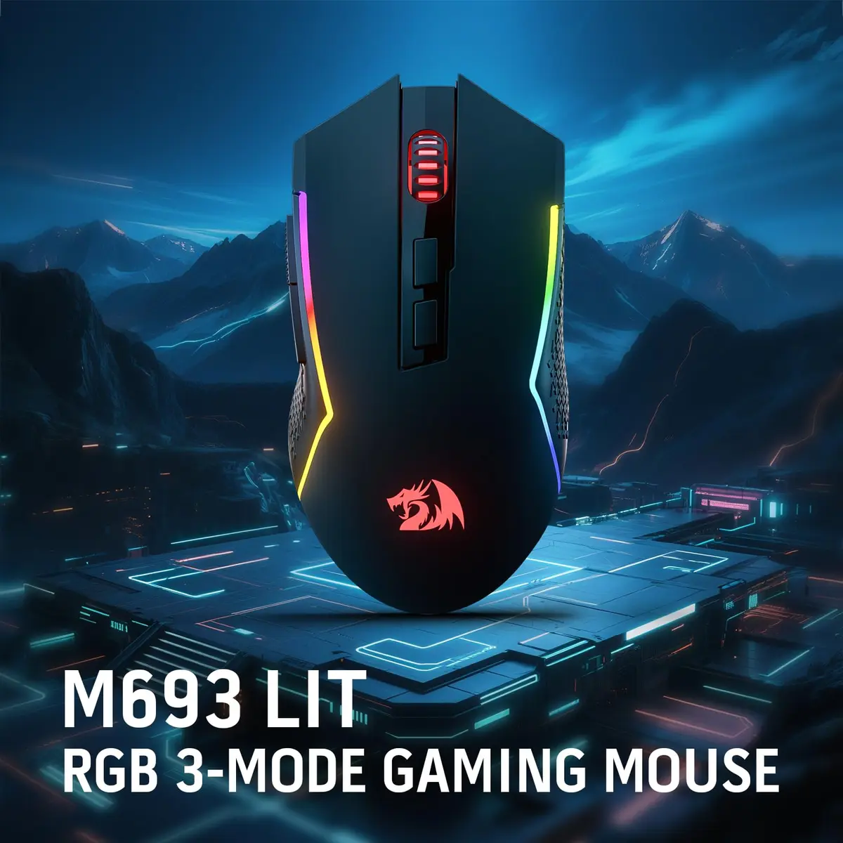 Redragon M693 LIT Wireless RGB Gaming Mouse 12800 DPI 7 Programmable Buttons | 3-Mode Connectivity - view 9