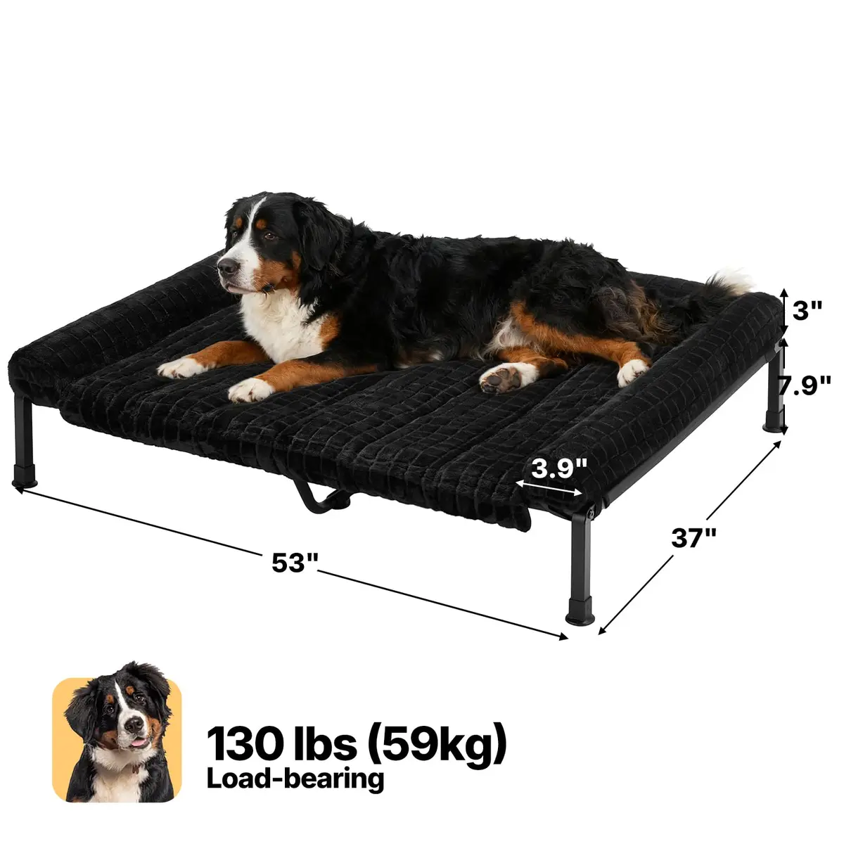 Veehoo Elevated Dog Bed with Fluffy Plush Bolster Cushion | Orthopedic Large Dog Couch Bed - view 6