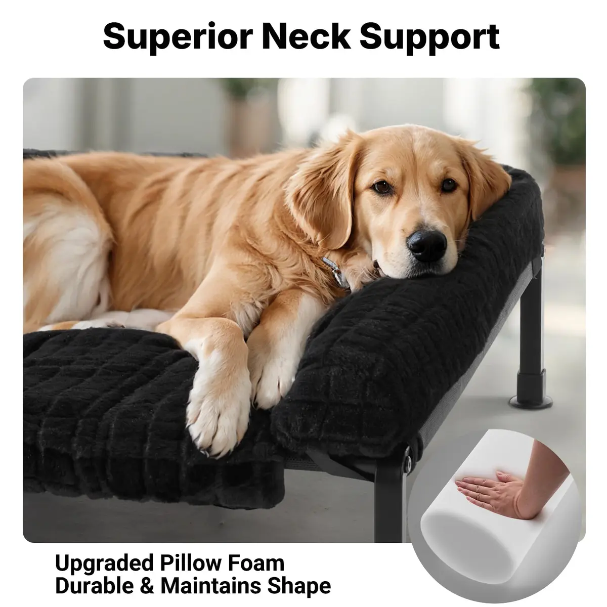 Veehoo Elevated Dog Bed with Fluffy Plush Bolster Cushion | Orthopedic Large Dog Couch Bed - view 2