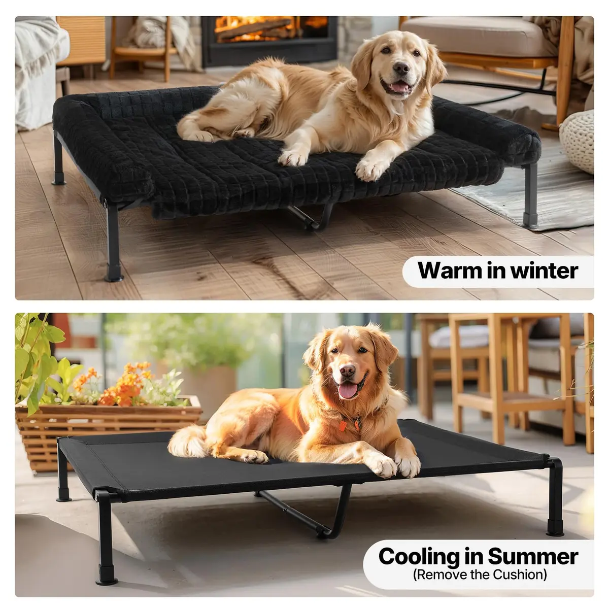 Veehoo Elevated Dog Bed with Fluffy Plush Bolster Cushion | Orthopedic Large Dog Couch Bed - view 4
