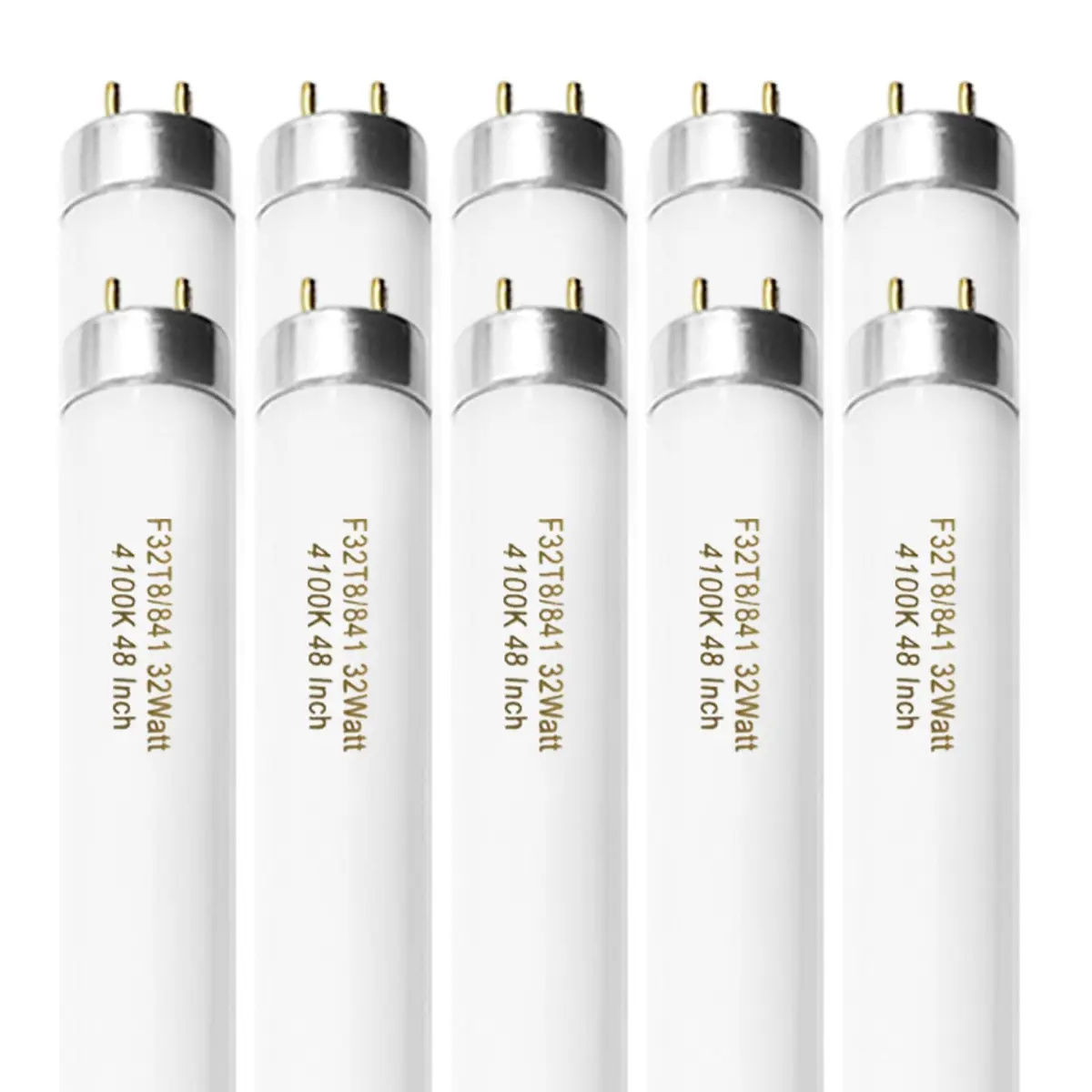 Konideke 48 Inch T8 Fluorescent Tube Light Bulb 32W 4100K Cool White 2850 Lumens G13 Base (10 Pack) - main product image