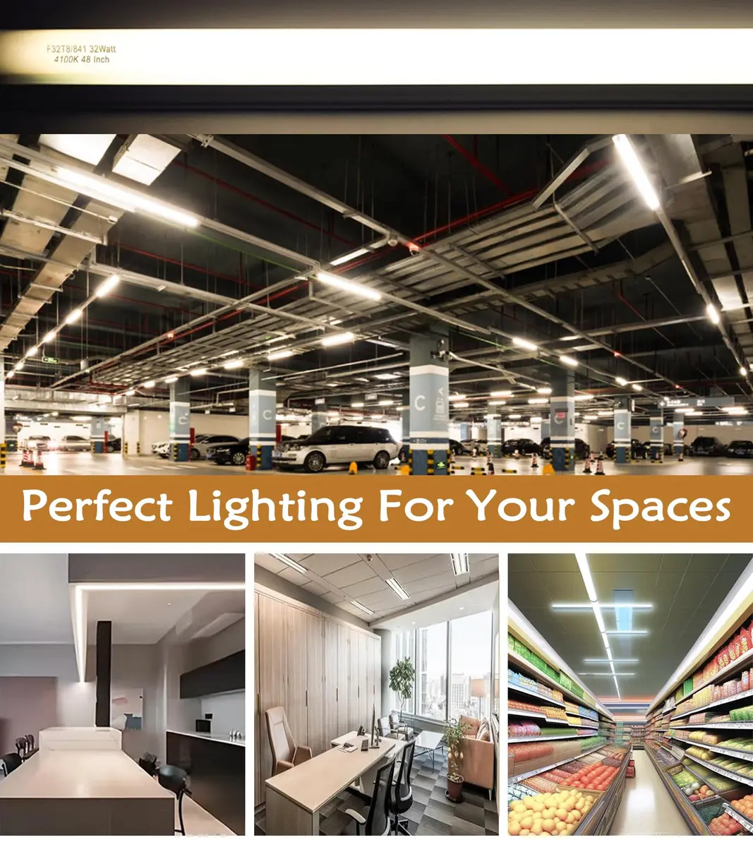 Konideke 48 Inch T8 Fluorescent Tube Light Bulb 32W 4100K Cool White 2850 Lumens G13 Base (10 Pack) - view 4