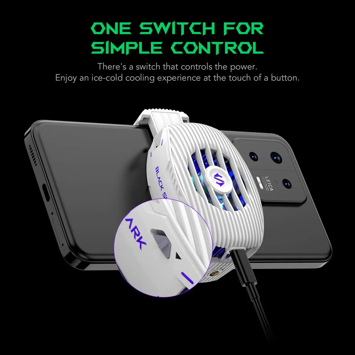 Black Shark FunCooler 5 NEO Wired Phone Cooler with RGB Light, 15W Fast Cooling 80g | Gaming Cellphone Radiator for 6.8-8.7cm iPhone/Android - view 7