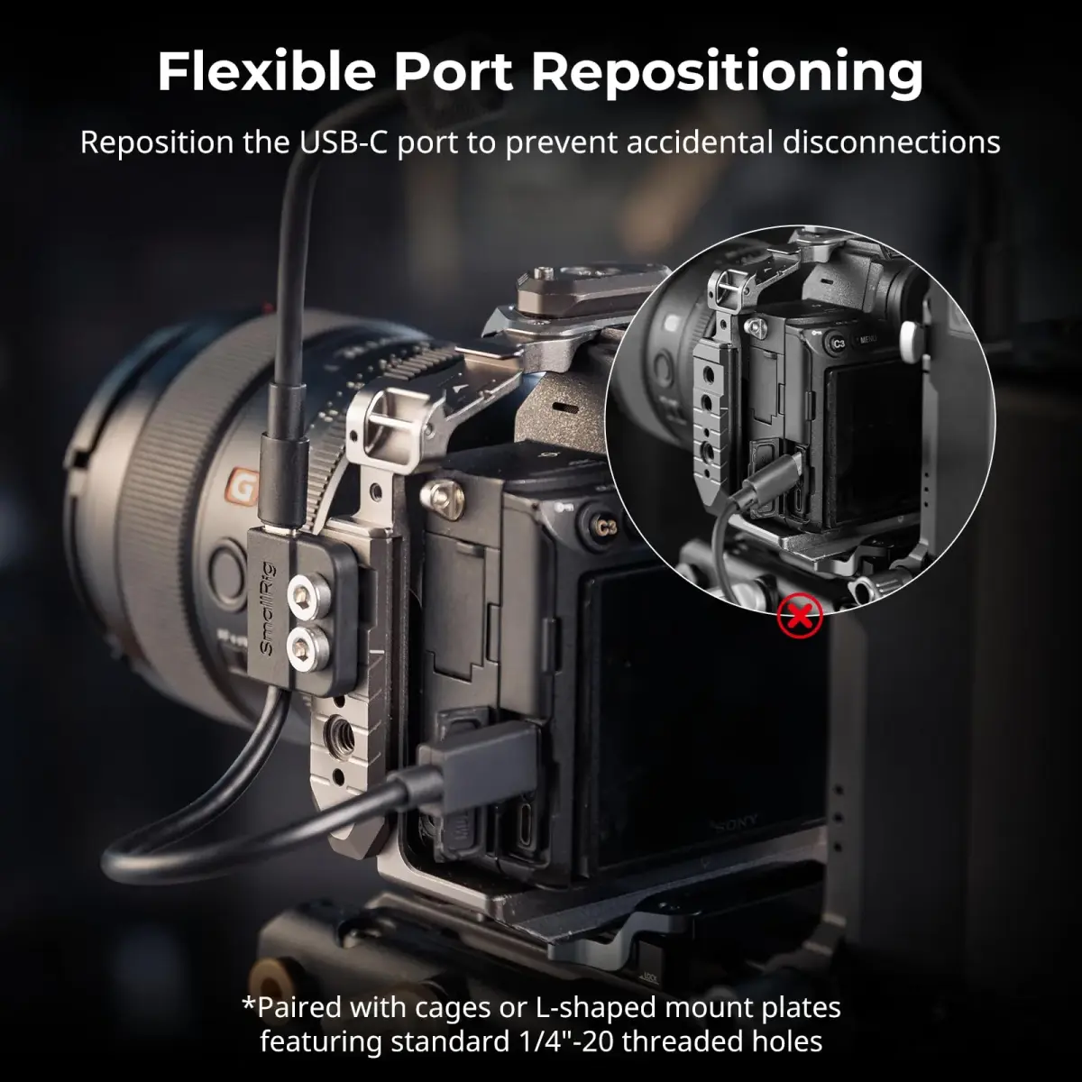 SMALLRIG USB-C Male to Female Data Cable (7.9 inch) | 20Gbps Data Transfer & 240W Charging - view 4
